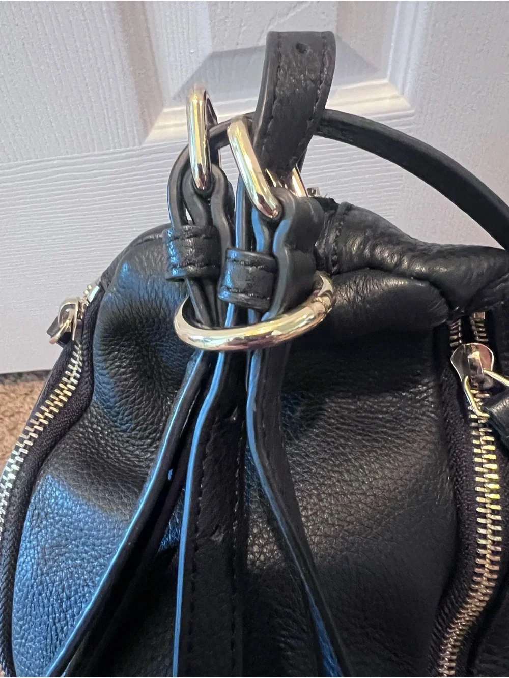 Vince Camuto Black Pebbled Leather Hobo Shoulder Bag